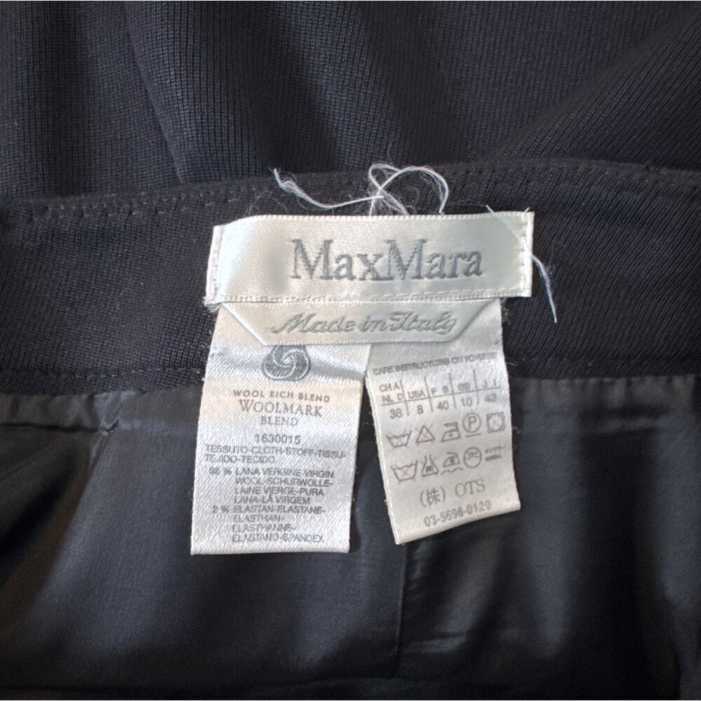 MAX MARA Italian Made Black Wool Blend Pencil Skirt Size 42 Professional Career - Picture 3 of 5